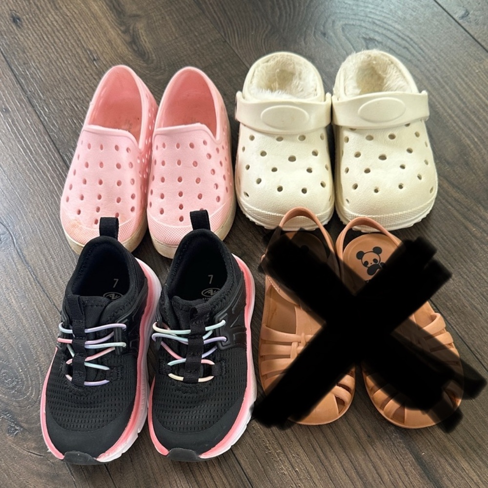 Athletic Works Black Sneakers with Pink Accents & Assorted Kids Casual Shoes